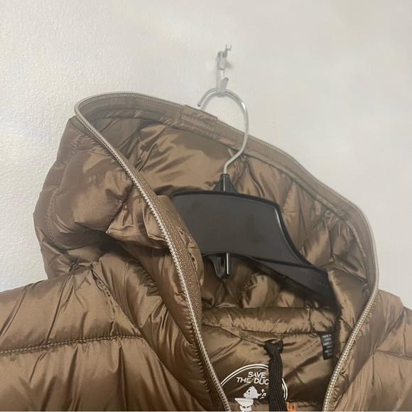 Save The Duck Alexis Water-Resistant Hooded Puffer Jacket In Coffee Brown - NWT - Picture 8 of 16